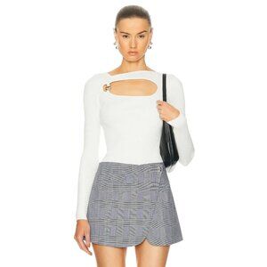 Coperni Knitted Cut Out Long Sleeved Top in White